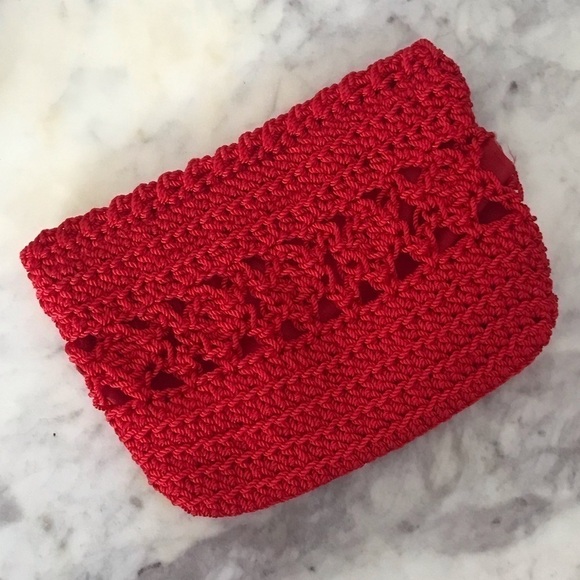 Red Crochet Cosmetic Bag - Picture 2 of 3